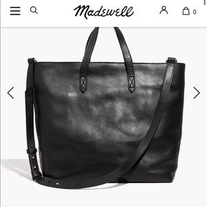 Madewell zip top carryall navy leather bag